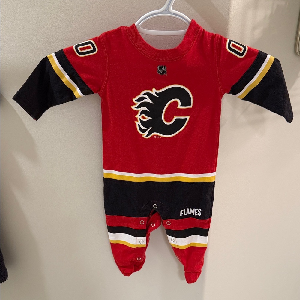 Calgary Flames Red and Black Kids 0-3 month One Piece